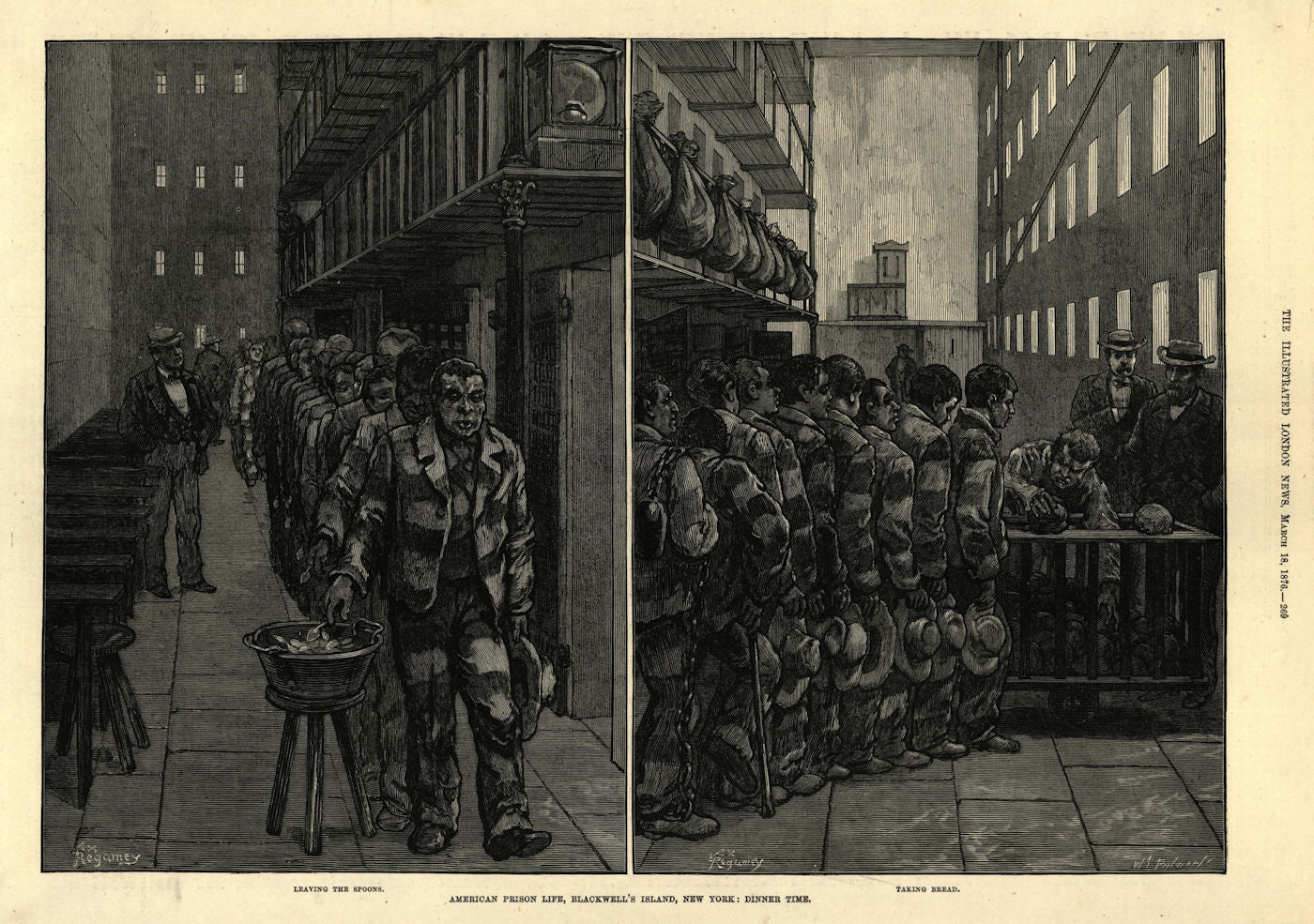 Prison life, Blackwell's (now Roosevelt) Island, New York: dinner time 1876